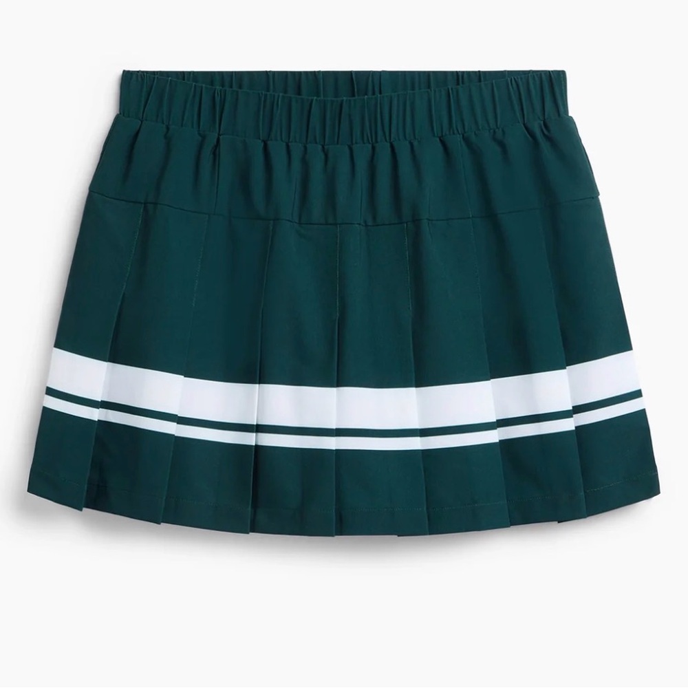 NWT Mondetta Varsity Stripe Skirt in Pine Grove (Green) with White Size Small